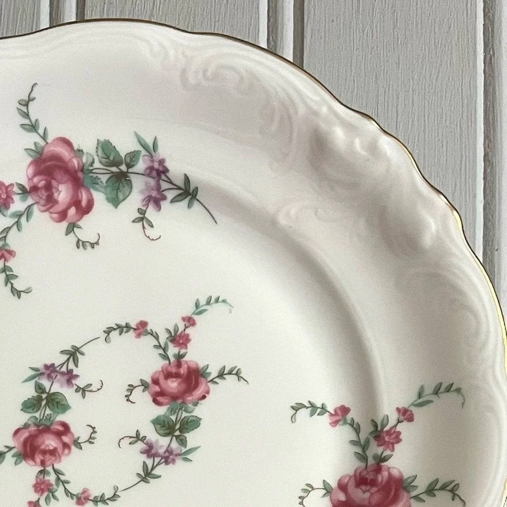 Wawel China Rose Garden 7 Inch Dessert Plate Set Of 2 Floral Porcelain Vintage